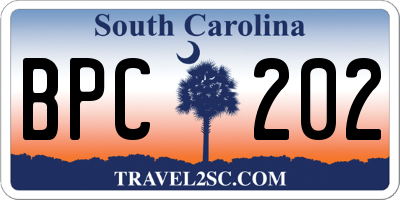 SC license plate BPC202