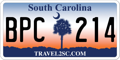 SC license plate BPC214