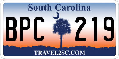 SC license plate BPC219