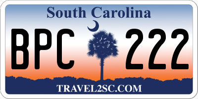 SC license plate BPC222