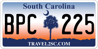 SC license plate BPC225