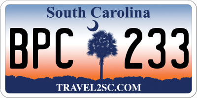 SC license plate BPC233