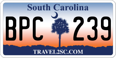 SC license plate BPC239