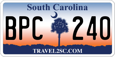 SC license plate BPC240