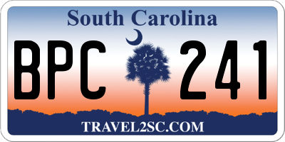 SC license plate BPC241