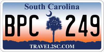 SC license plate BPC249