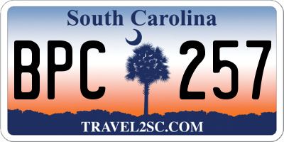 SC license plate BPC257