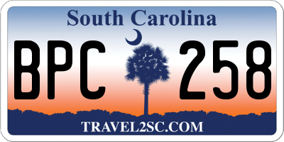 SC license plate BPC258