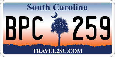 SC license plate BPC259