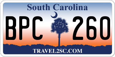 SC license plate BPC260