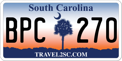 SC license plate BPC270