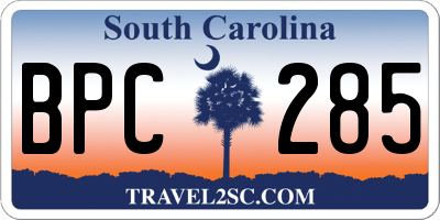 SC license plate BPC285