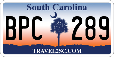 SC license plate BPC289