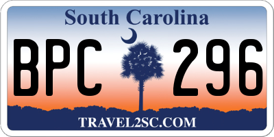 SC license plate BPC296