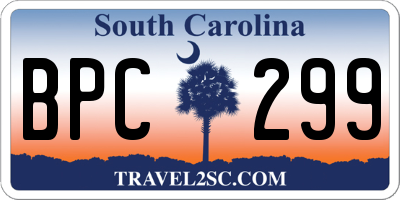 SC license plate BPC299
