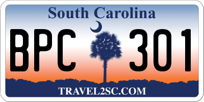 SC license plate BPC301