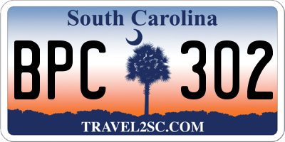 SC license plate BPC302
