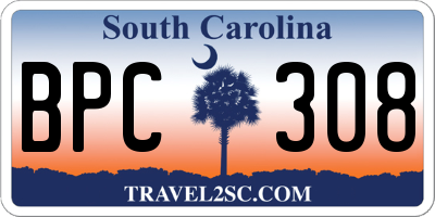 SC license plate BPC308