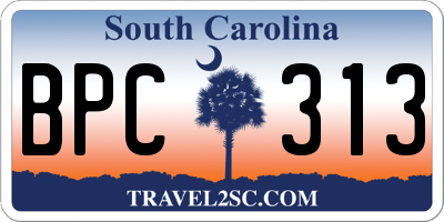 SC license plate BPC313