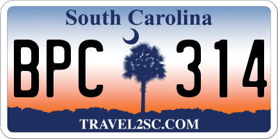 SC license plate BPC314