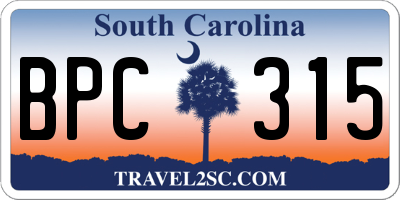 SC license plate BPC315