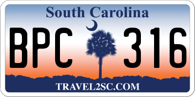 SC license plate BPC316