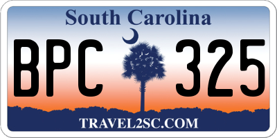 SC license plate BPC325