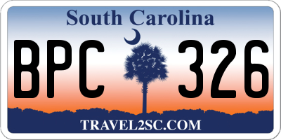 SC license plate BPC326