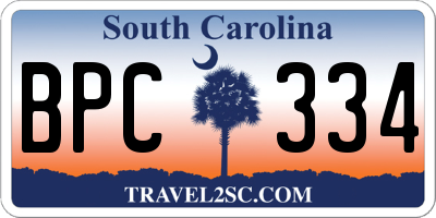 SC license plate BPC334