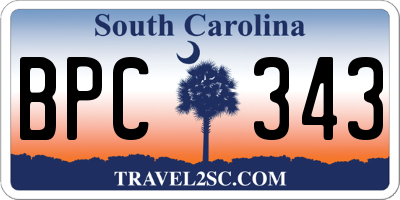 SC license plate BPC343