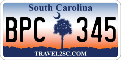 SC license plate BPC345