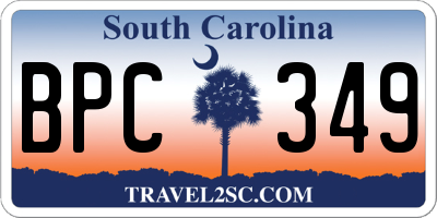 SC license plate BPC349