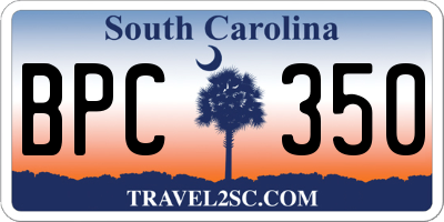 SC license plate BPC350