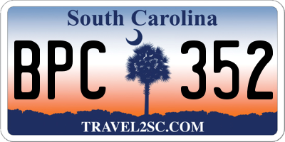 SC license plate BPC352