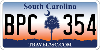 SC license plate BPC354