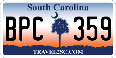 SC license plate BPC359