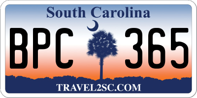 SC license plate BPC365