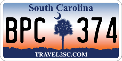 SC license plate BPC374