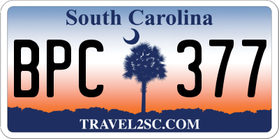 SC license plate BPC377