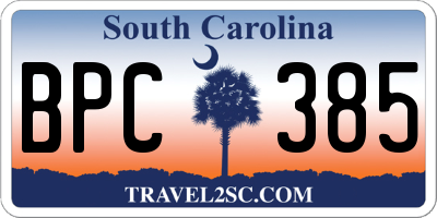 SC license plate BPC385