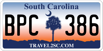 SC license plate BPC386