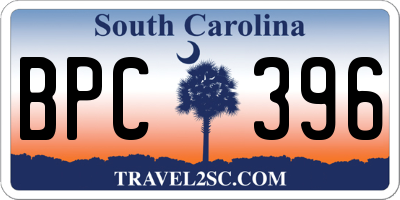 SC license plate BPC396