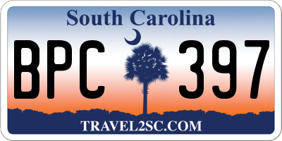 SC license plate BPC397