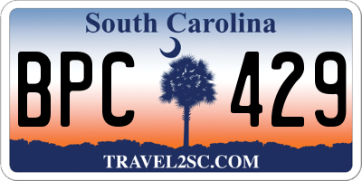 SC license plate BPC429