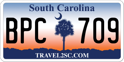 SC license plate BPC709