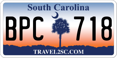 SC license plate BPC718