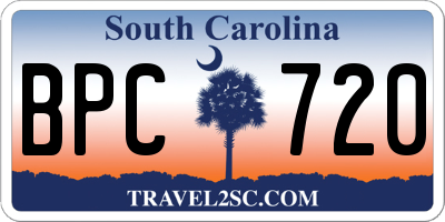 SC license plate BPC720