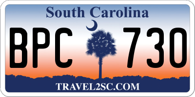SC license plate BPC730