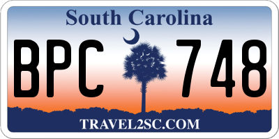 SC license plate BPC748
