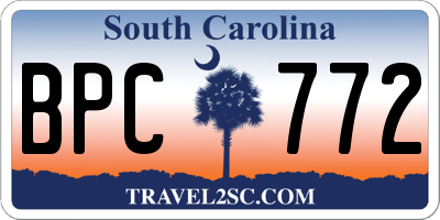 SC license plate BPC772